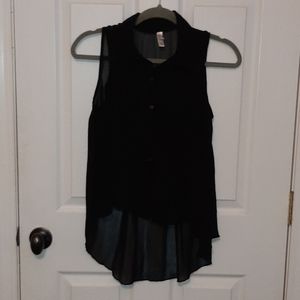 Collared sheer black top